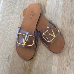 Valentino Garavani clear medallion slides size 37